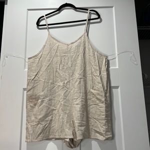 Linen Romper - cream/tan